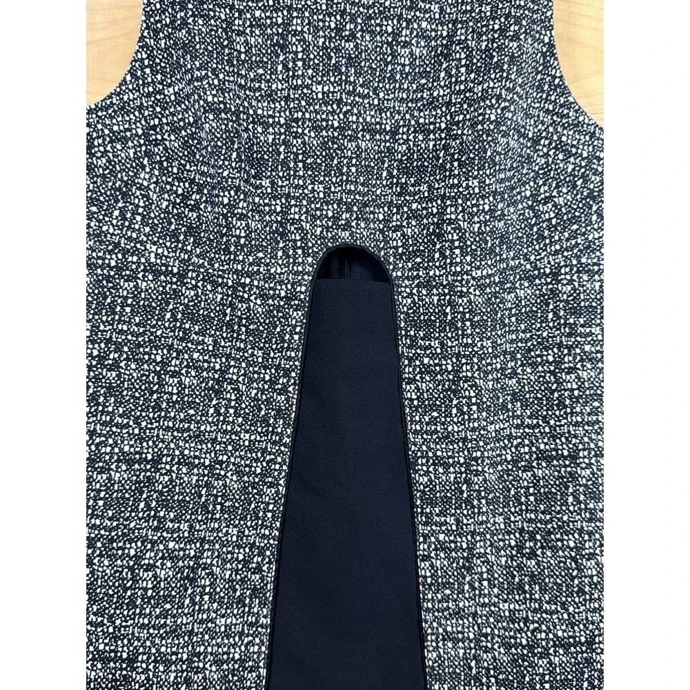 MISHA NONOO Crew Neck Mini Tweed Middle Cut Out Women's 6 Black & White